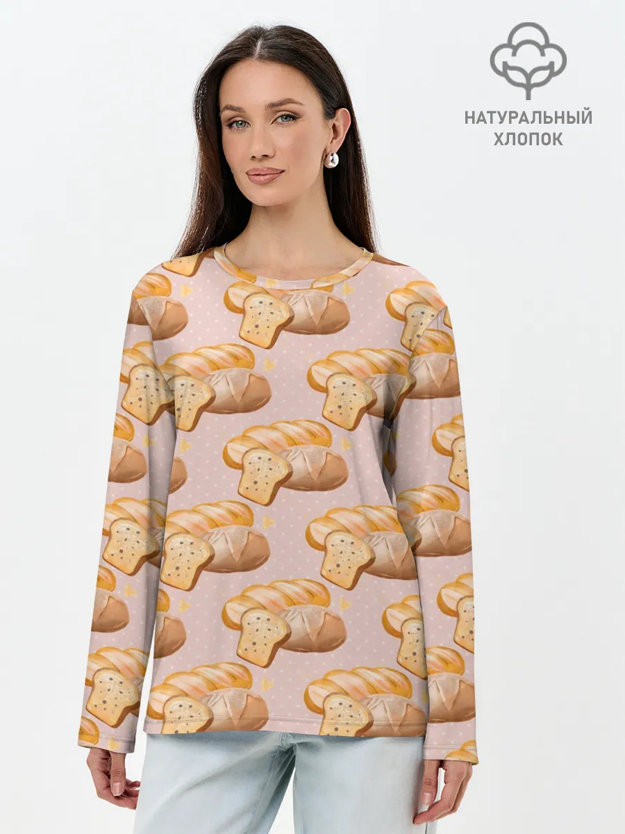 Лонгслив женский. Хлопок / Выпечка - хлеб