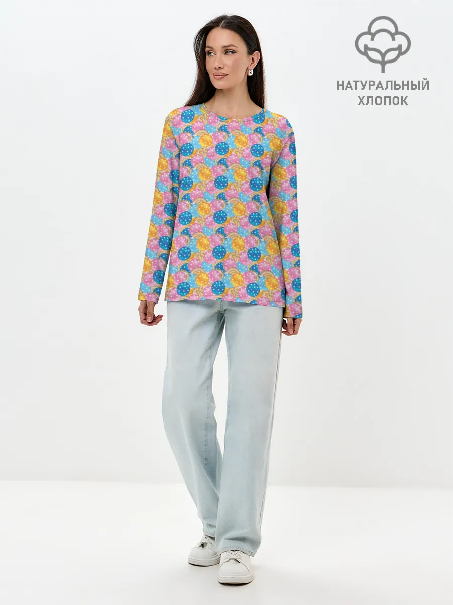 Лонгслив женский. Хлопок / Новогодние Ёлочные Шары