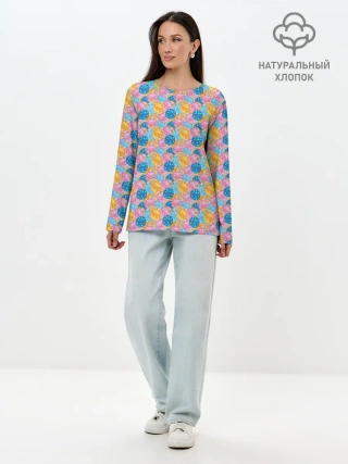 Лонгслив женский. Хлопок / Новогодние Ёлочные Шары