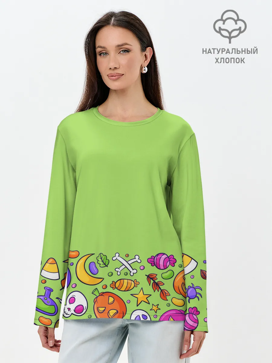 Лонгслив женский. Хлопок / Halloween art