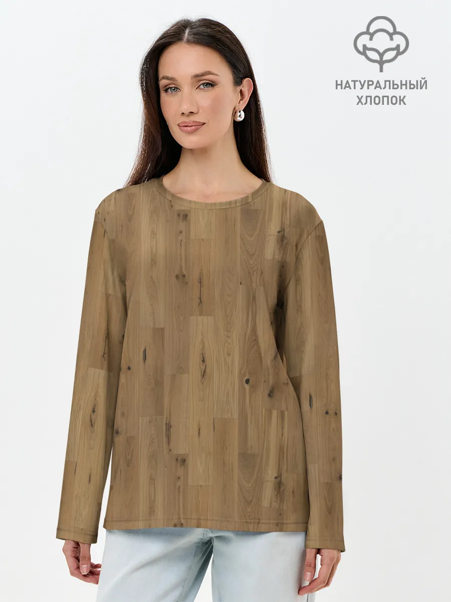 Лонгслив женский. Хлопок / Камуфляж линолеум