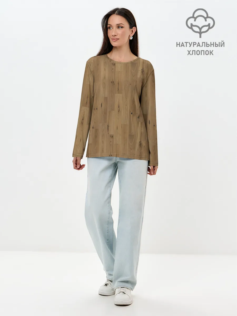 Лонгслив женский. Хлопок / Камуфляж линолеум