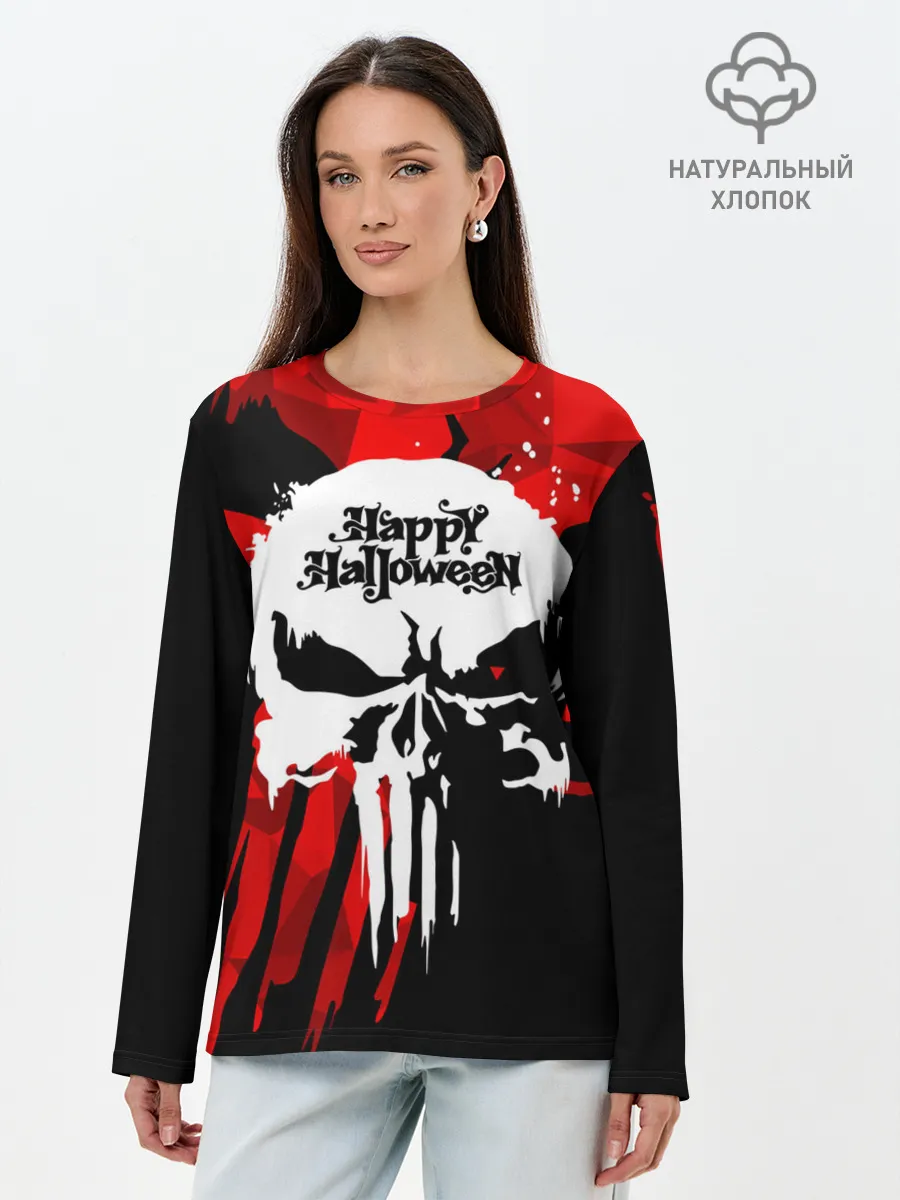 Лонгслив женский. Хлопок / Геометрия страха