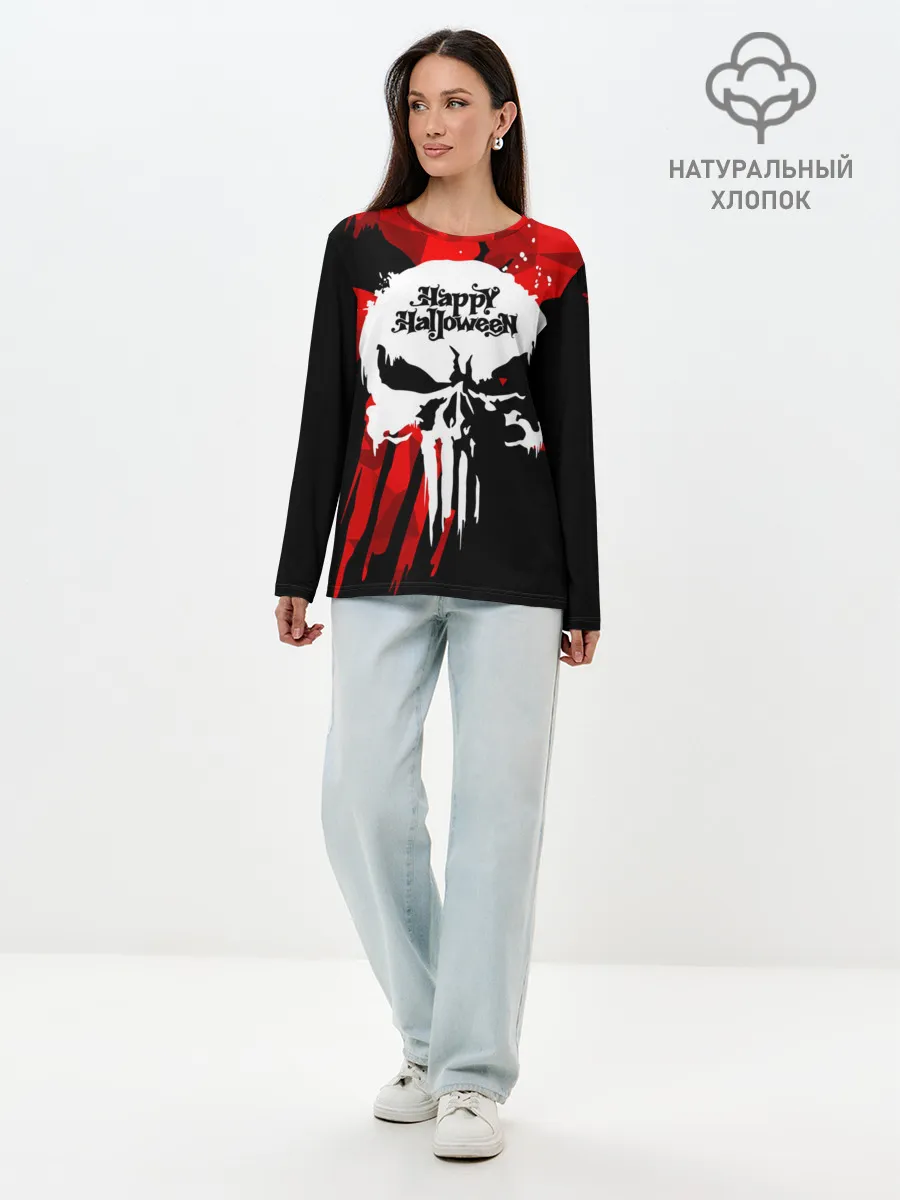 Лонгслив женский. Хлопок / Геометрия страха