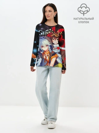 Лонгслив женский. Хлопок / Рэйзор и Эмбер, Genshin Impact