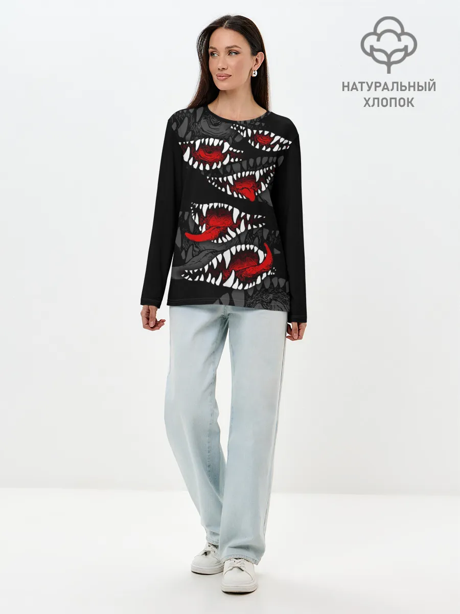 Лонгслив женский. Хлопок / Атака вампиров
