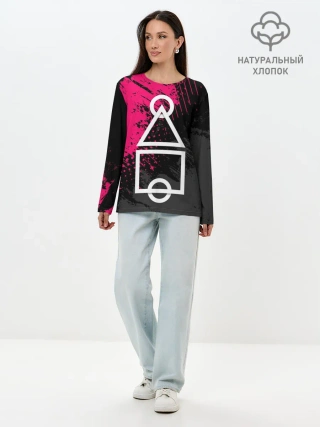 Лонгслив женский. Хлопок / Игра в кальмара | Логотип из интро