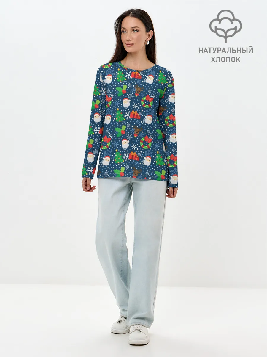 Лонгслив женский. Хлопок / Праздник