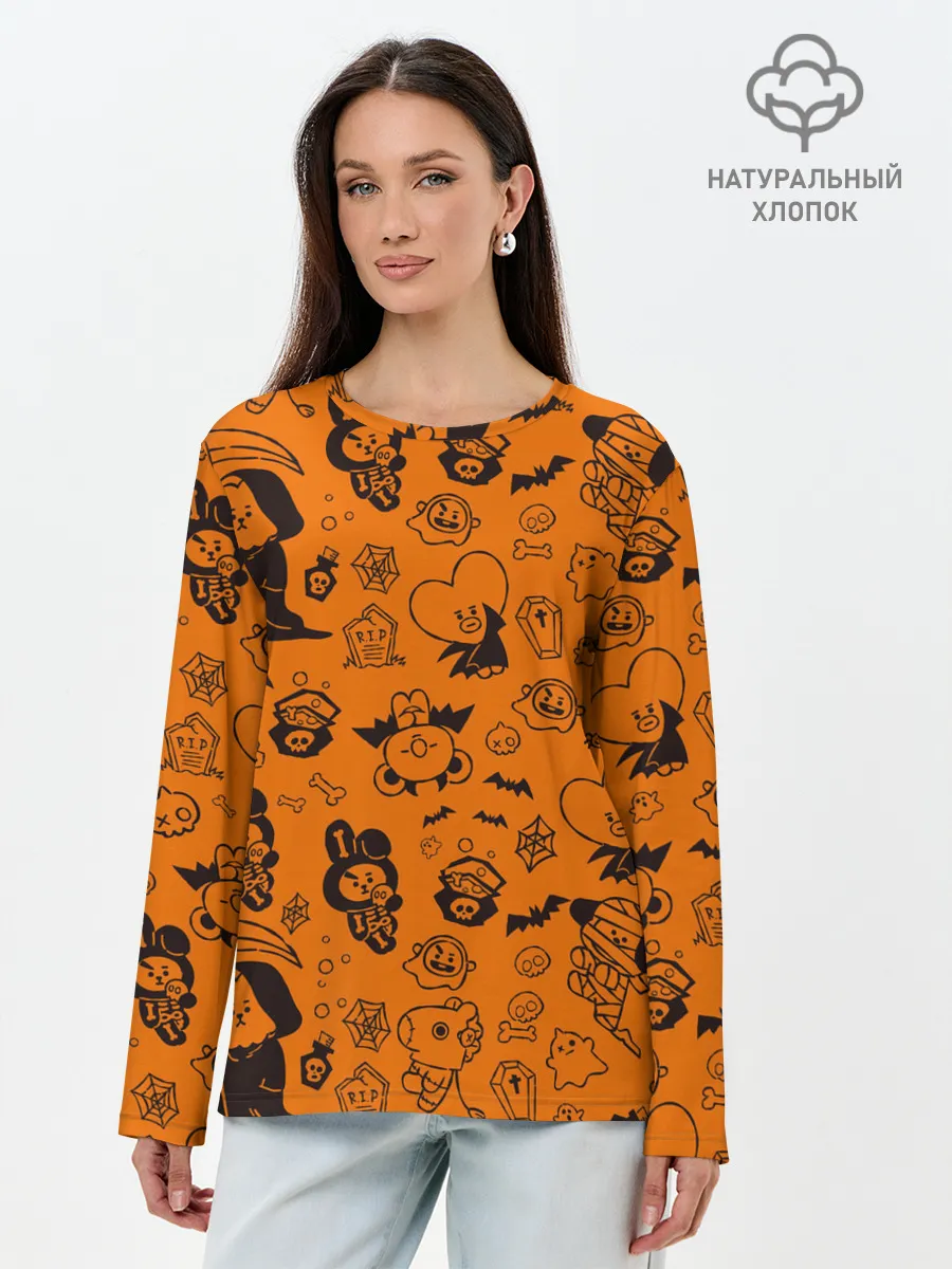Лонгслив женский. Хлопок / Spooky Halloween BT21 | BTS