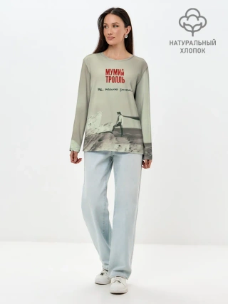 Лонгслив женский. Хлопок / Мумий Тролль Не помню зачем...