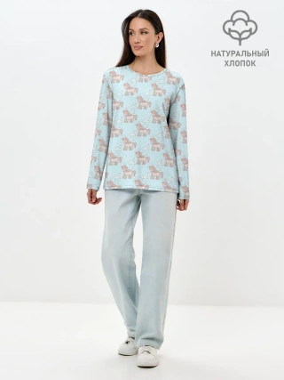 Лонгслив женский. Хлопок / Маленькие единороги