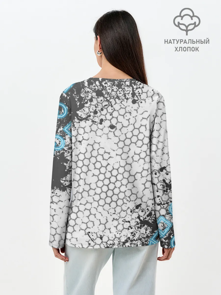 Лонгслив женский. Хлопок / Игра в кальмара Неон