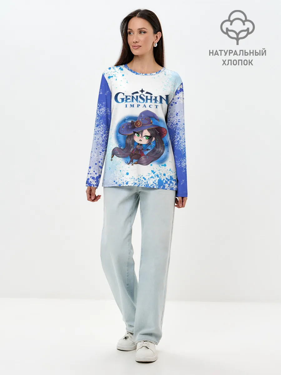 Лонгслив женский. Хлопок / Мона | Геншин Импакт