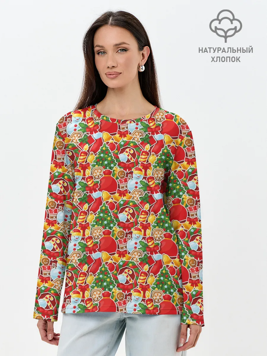 Лонгслив женский. Хлопок / Merry Christmas