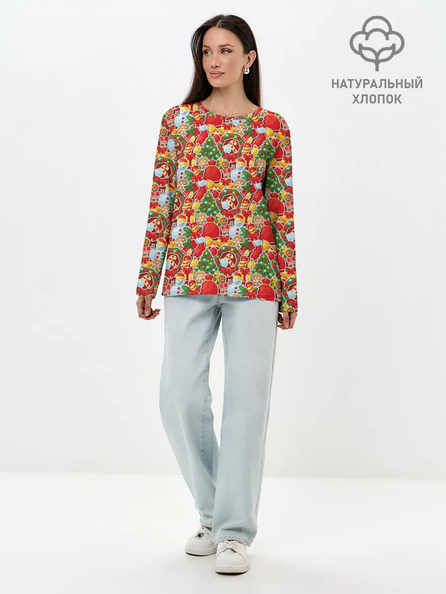 Лонгслив женский. Хлопок / Merry Christmas