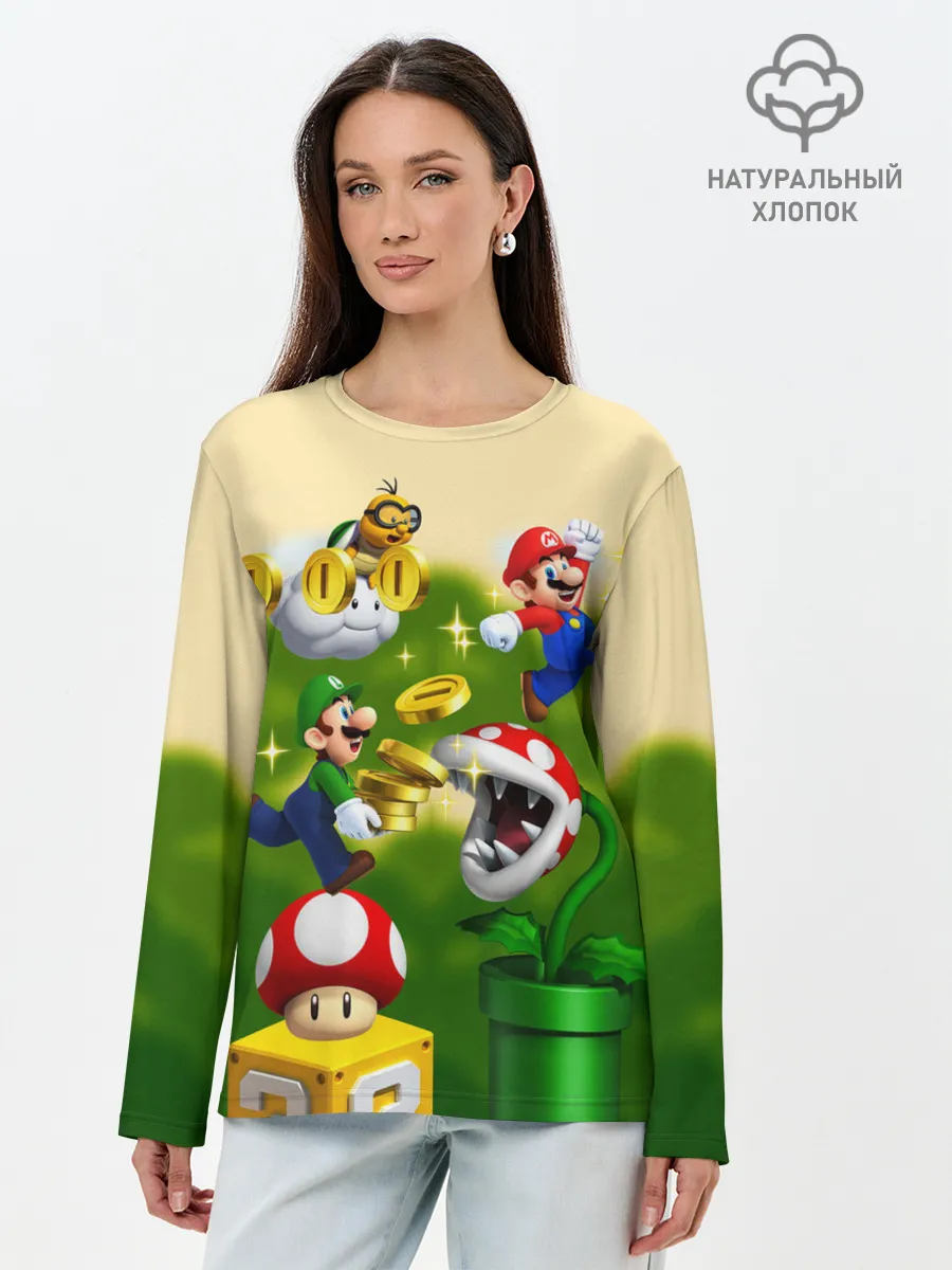 Лонгслив женский. Хлопок / Mario Coins