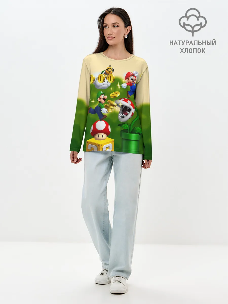 Лонгслив женский. Хлопок / Mario Coins