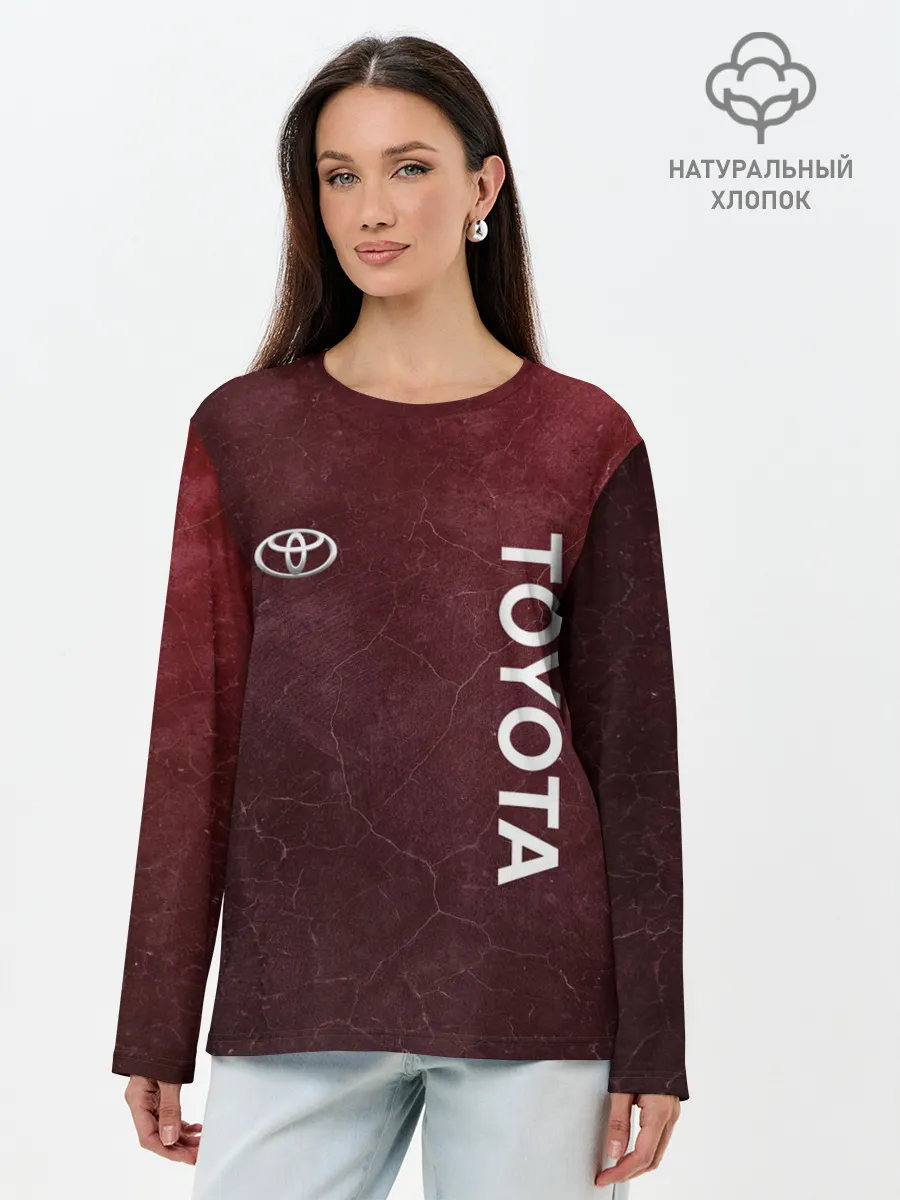 Лонгслив женский. Хлопок / TOYOTA | RED GRUNGE