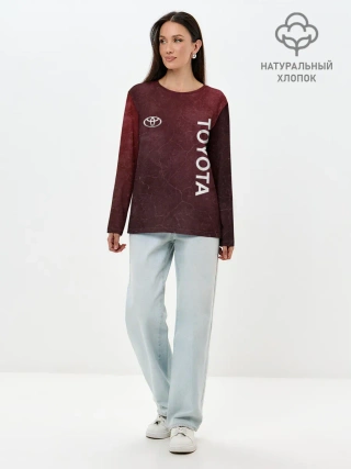 Лонгслив женский. Хлопок / TOYOTA | RED GRUNGE
