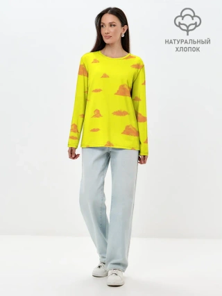 Лонгслив женский. Хлопок / Рыжие облака