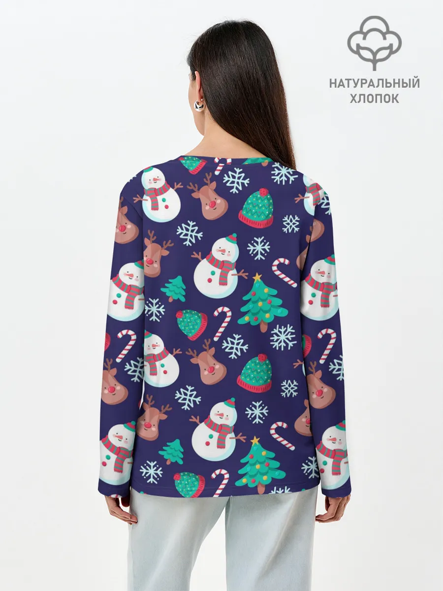 Лонгслив женский. Хлопок / Рождественский Паттерн!