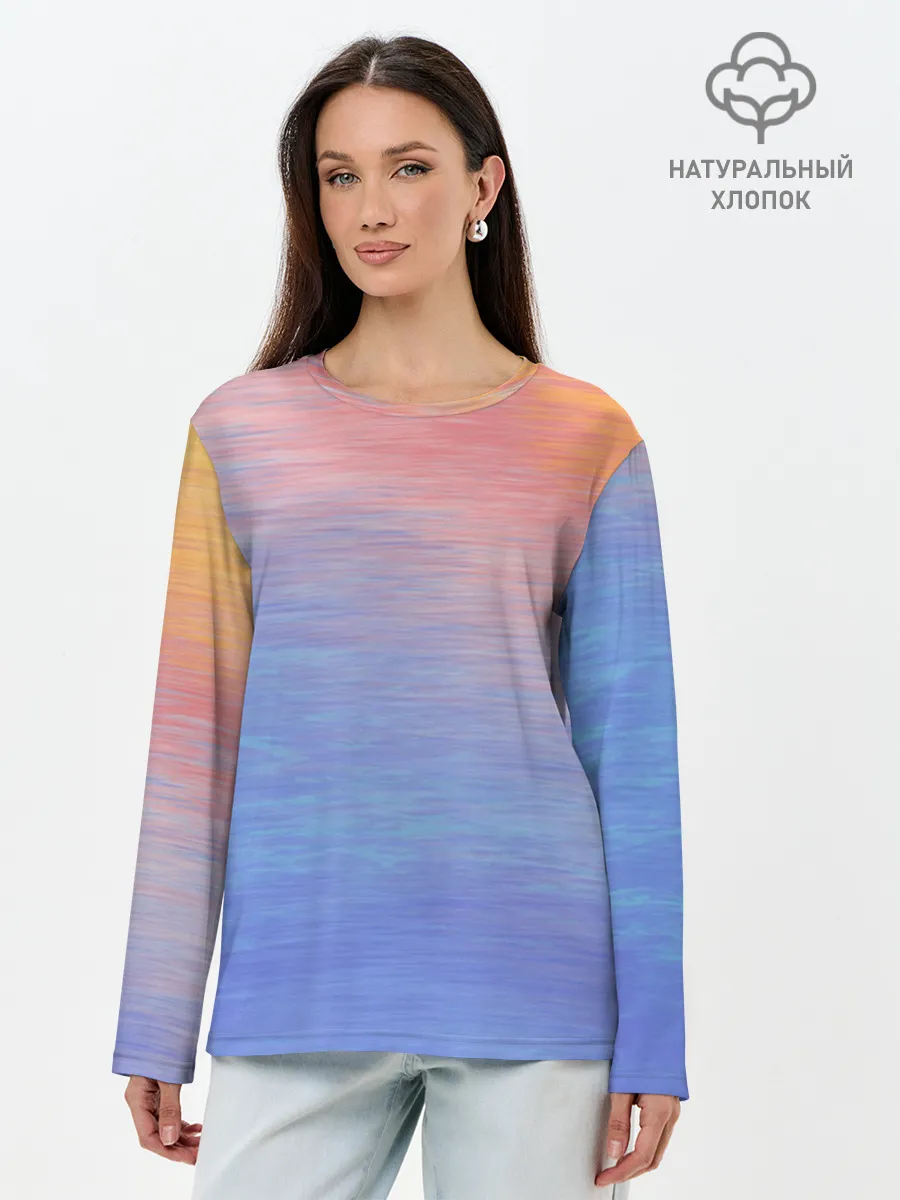 Лонгслив женский. Хлопок / Закат в море