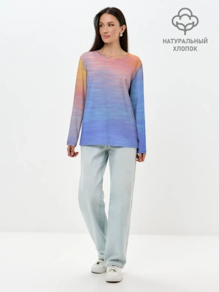 Лонгслив женский. Хлопок / Закат в море