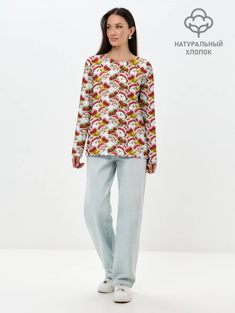 Лонгслив женский. Хлопок / Дед Мороз и Снеговик