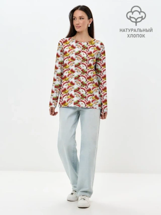 Лонгслив женский. Хлопок / Дед Мороз и Снеговик