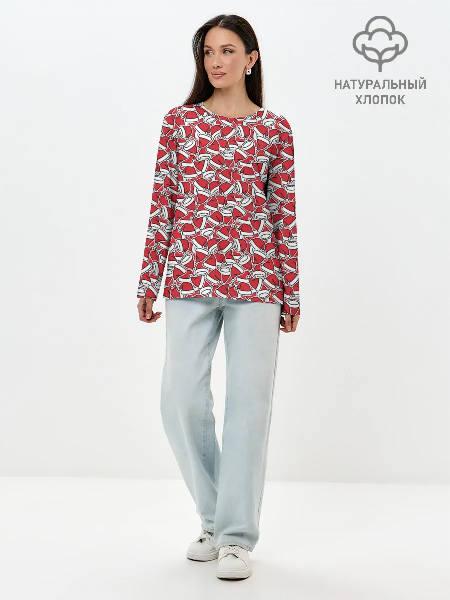 Лонгслив женский. Хлопок / Шапки