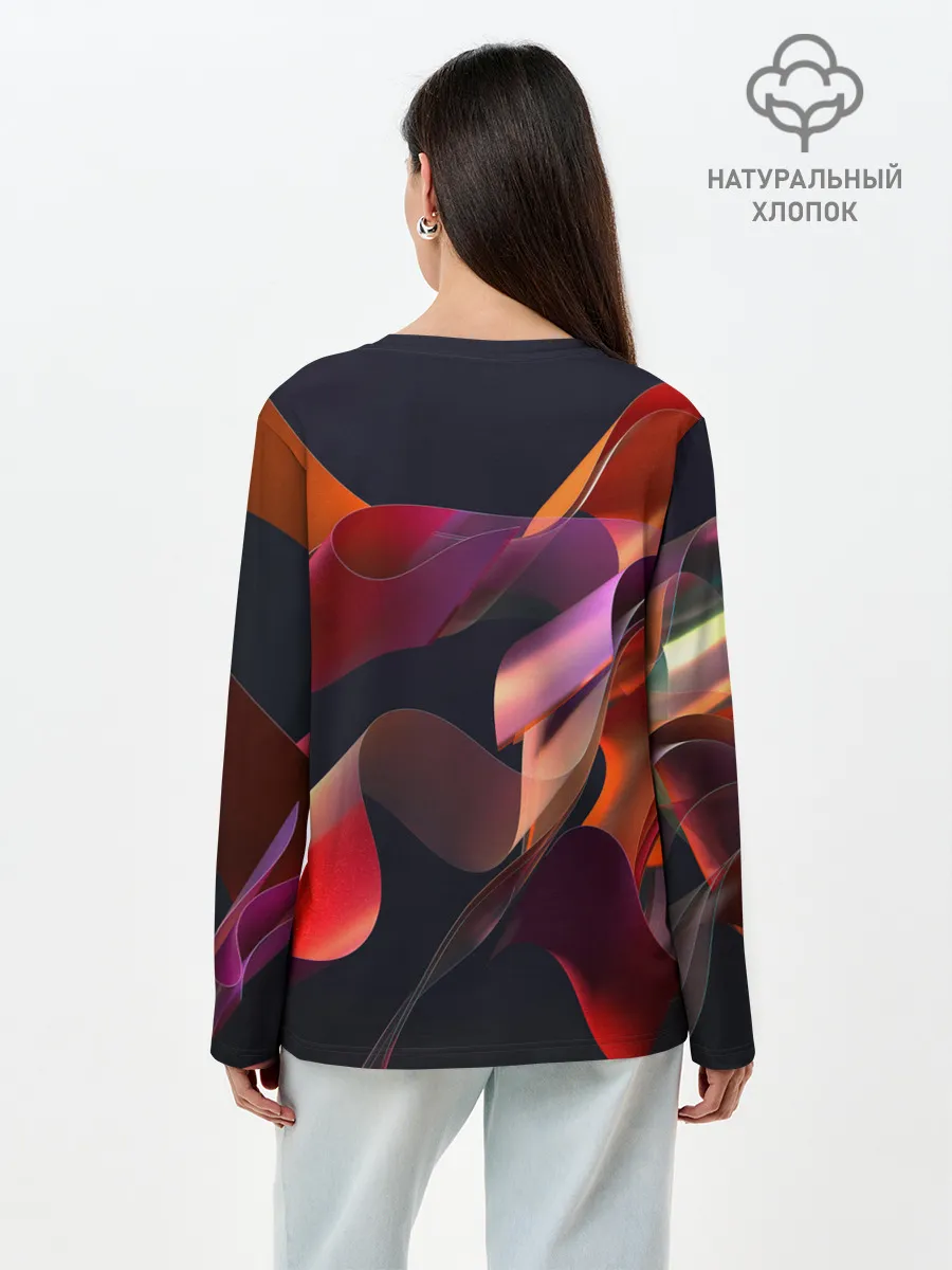 Лонгслив женский. Хлопок / Абстрактные ленты