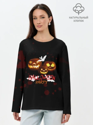 Лонгслив женский. Хлопок / Кровавый Halloween