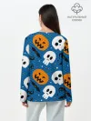 Лонгслив женский. Хлопок / ЧЕРЕПА И ТЫКВЫ | HALLOWEEN