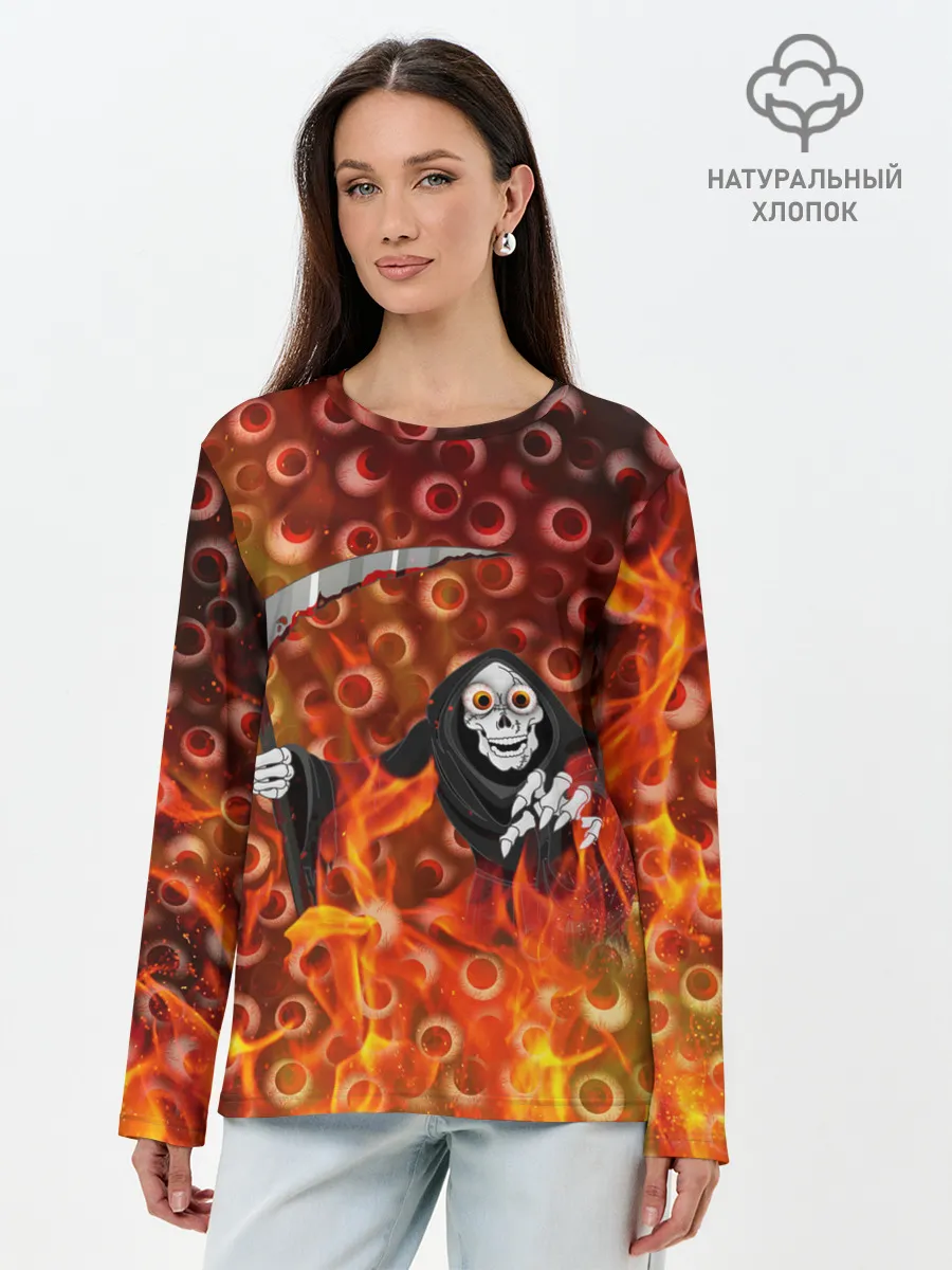 Лонгслив женский. Хлопок / Смерть всё видит