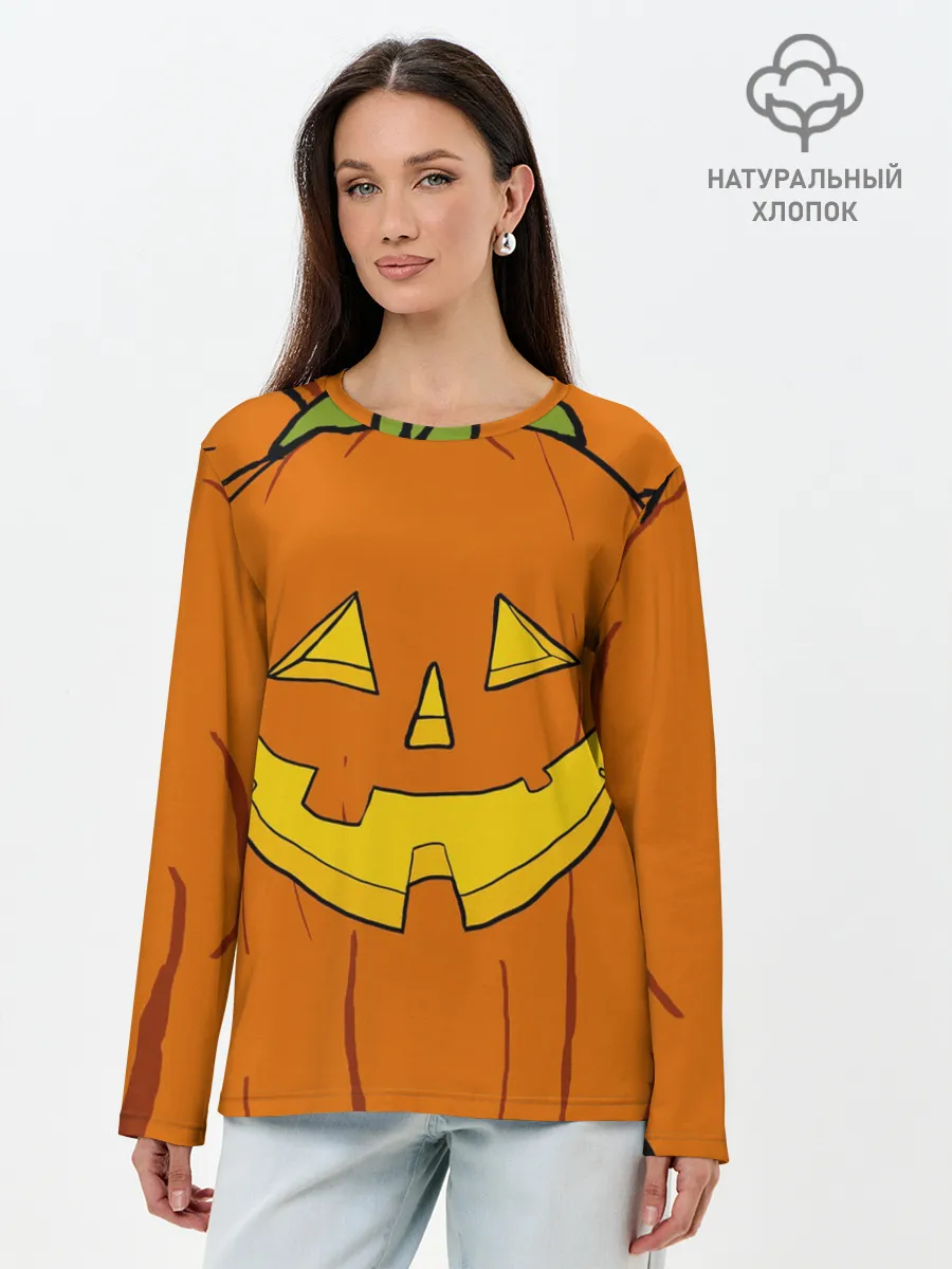 Лонгслив женский. Хлопок / Костюм тыквы / Halloween