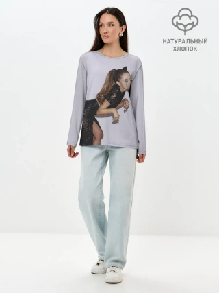 Лонгслив женский. Хлопок / Киска Ариана