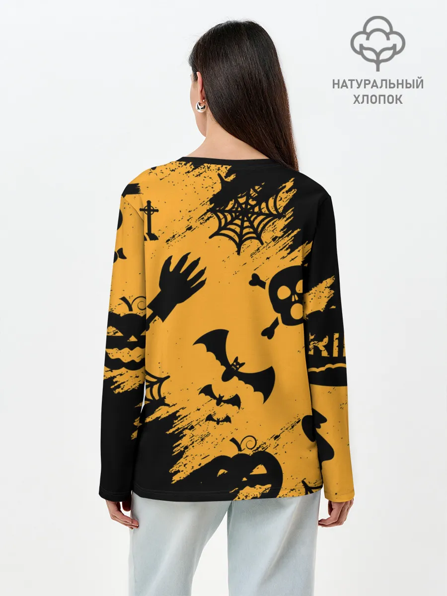 Лонгслив женский. Хлопок / УЖАСТИК НА ХЭЛЛОУИН