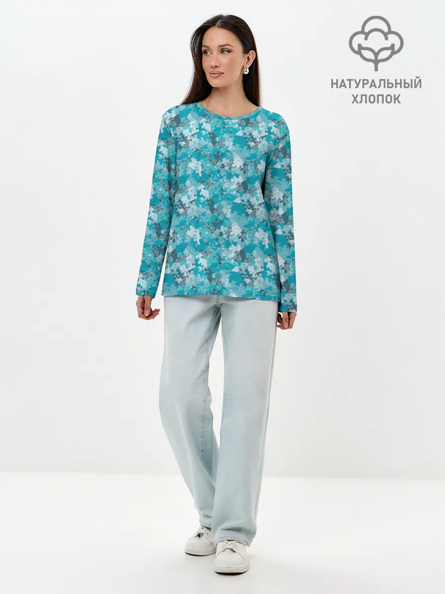 Лонгслив женский. Хлопок / Снежный Дизайн