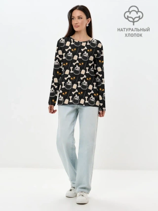 Лонгслив женский. Хлопок / Patern Halloween 14