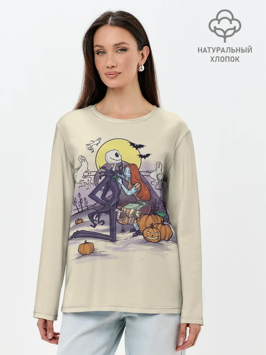 Лонгслив женский. Хлопок / Персонажи Хэллоуина