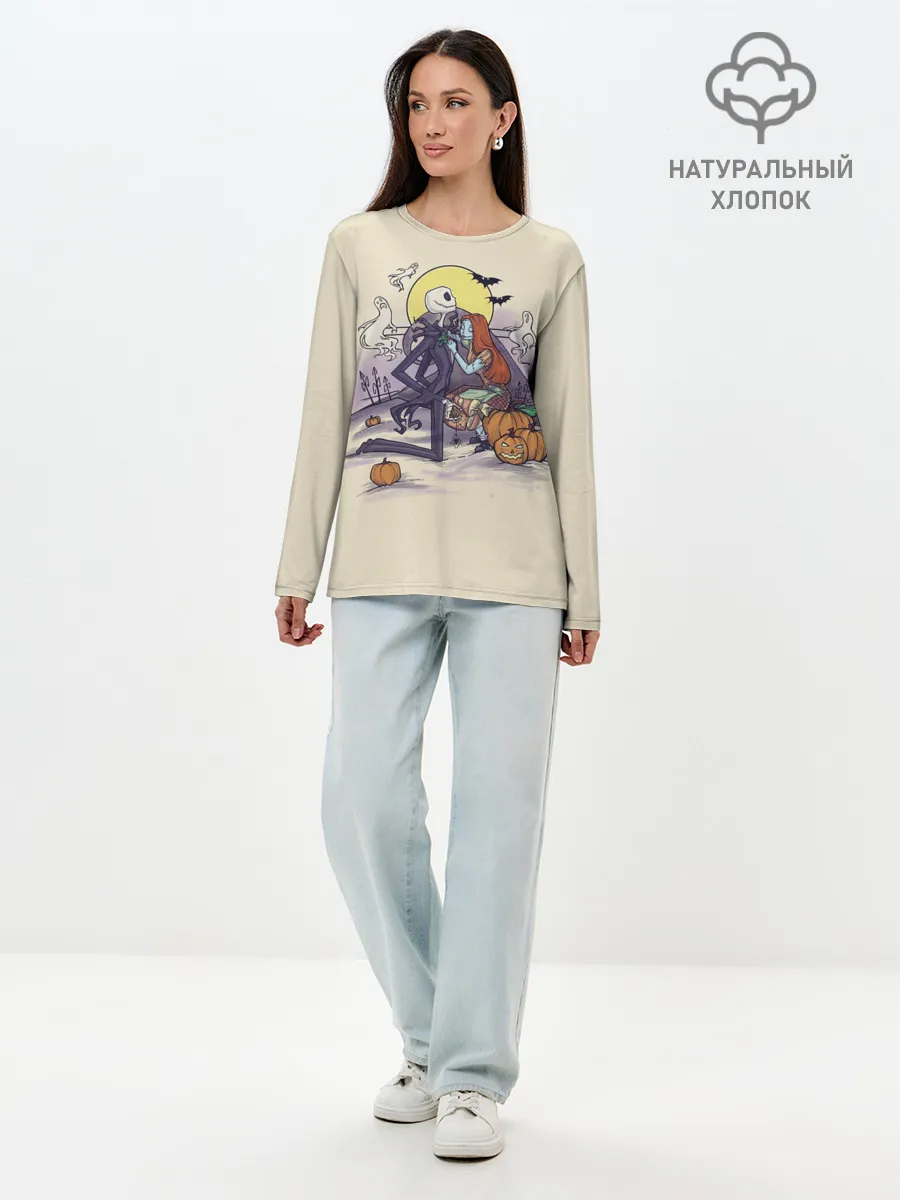 Лонгслив женский. Хлопок / Персонажи Хэллоуина