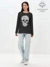 Лонгслив женский. Хлопок / Череп из котов