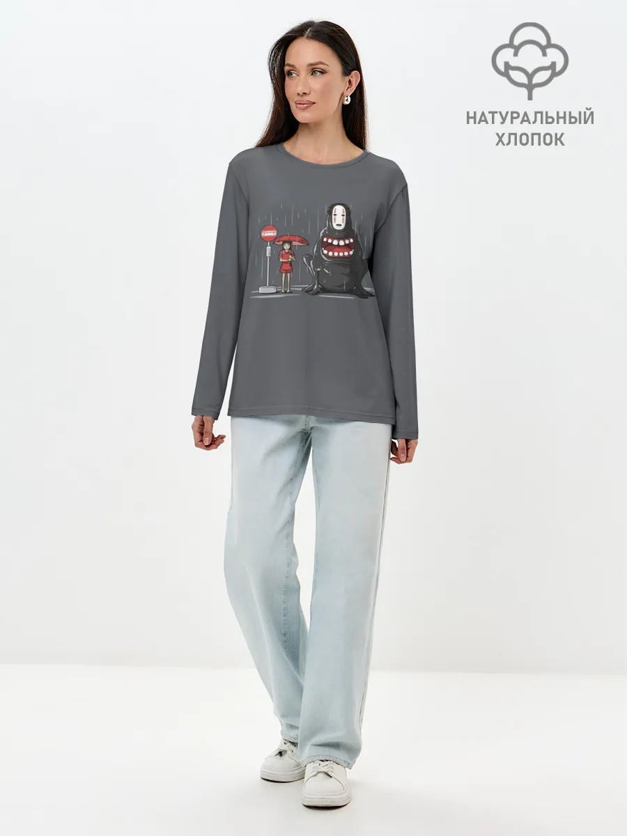 Лонгслив женский. Хлопок / Тихиро и Каонаси Унесённые призраками