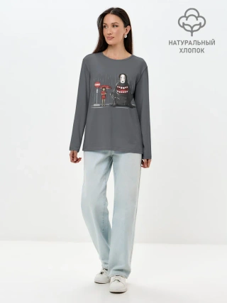 Лонгслив женский. Хлопок / Тихиро и Каонаси Унесённые призраками