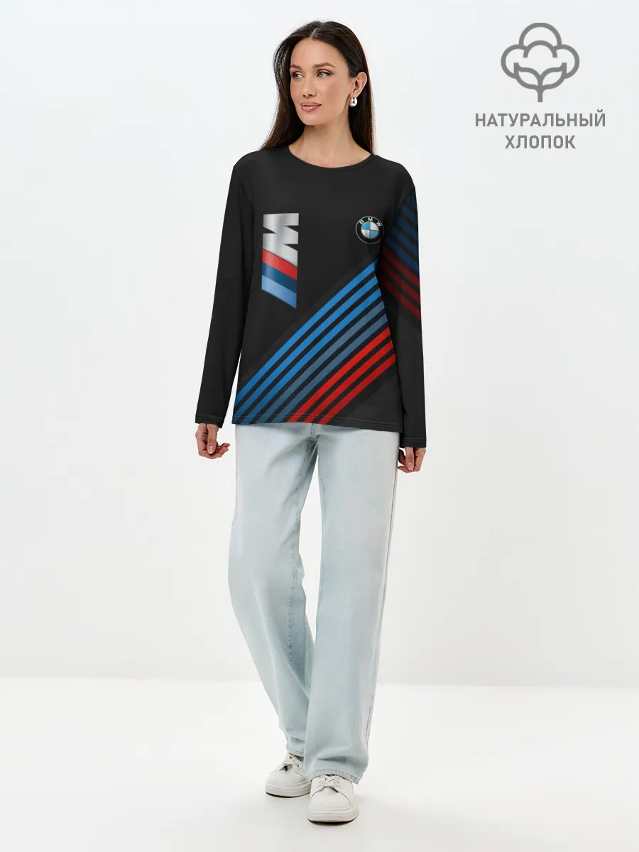 Лонгслив женский. Хлопок / BMW STRIPE