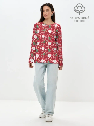 Лонгслив женский. Хлопок / Дед Мороз