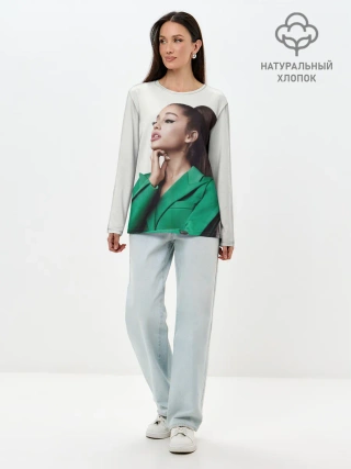 Лонгслив женский. Хлопок / Ариана в зелёном