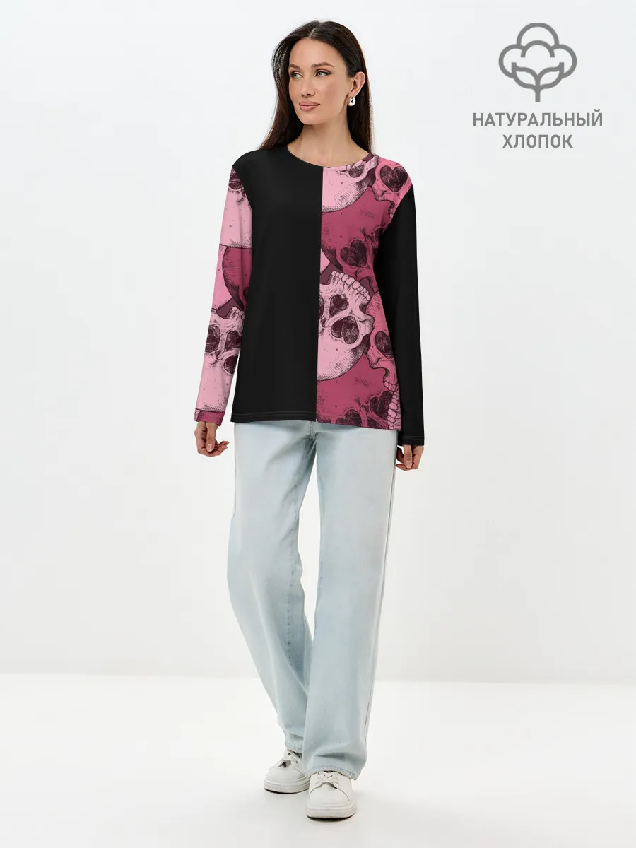Лонгслив женский. Хлопок / Dark and Skull