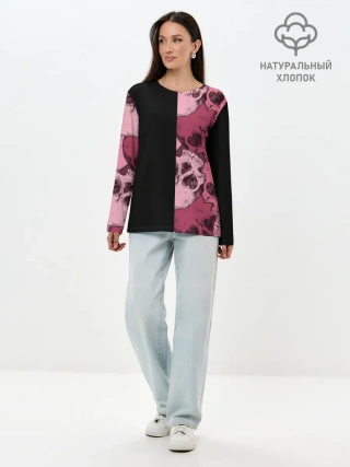 Лонгслив женский. Хлопок / Dark and Skull