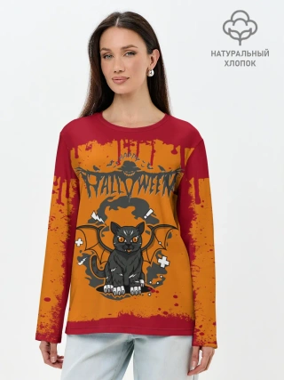 Лонгслив женский. Хлопок / ЛЕТУЧАЯ КОТОМЫШЬ | ХЭЛЛОУИН